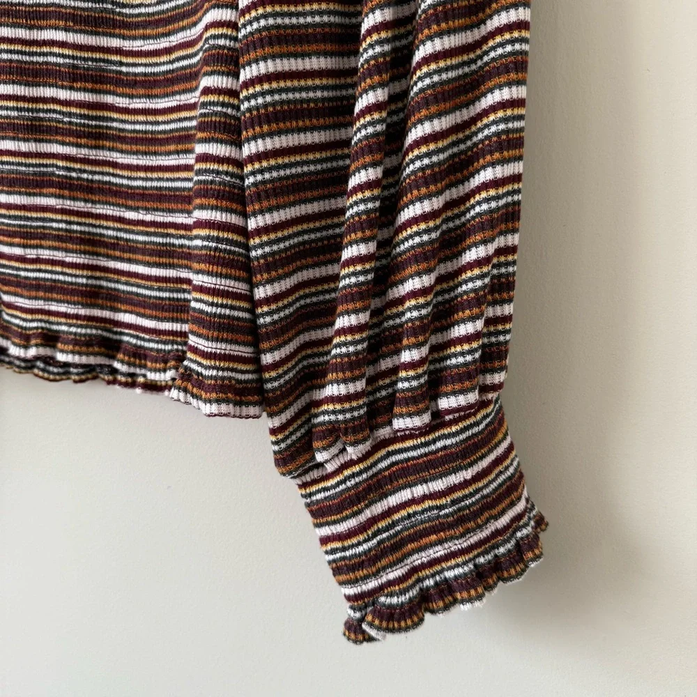 Anthropology- Smocked Puff-Sleeved Striped Knit Top (Size:Large) - Picture 7 of 10